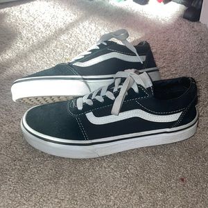 Vans tie up tennis shoes. Size 4.5 in kids, barley worn.